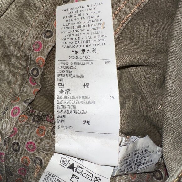 Sisley Jeans Womens 8  Skinny Khaki Cotton Stretch Flap Pockets Tapered Italy 38 - Picture 7 of 10